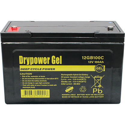 12GB100C Drypower 12V 100Ah Sealed Lead Acid Hybrid Gel Deep Cycle Battery replaces ES950, CBG12V100AH, LPG12-100, LGK100-12N, DCG12-100, DG12-100, GF12072Y, BAT412101100