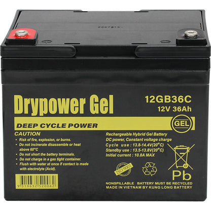 12GB36C 12V 36Ah Sealed Lead Acid Hybrid Gel Deep Cycle Battery replaces DCG1232, DCG32-12, CBG12V31AH, HZY-MR12-33, LPG12-31, LPCG12-30, LG36-12N, OCB-33-12-Gel, DCG12-32, GF12025YG, GF12033YG2, LPCG12/30