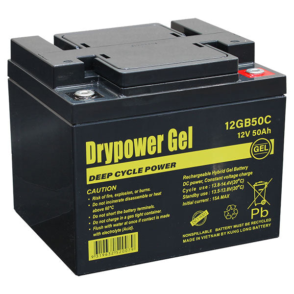 12GB50C 12V 50Ah Sealed Lead Acid Hybrid Gel Deep Cycle Battery replaces C12-40DG, ES450, DCG40-12, CBG12V38AH, LPG12-38, LPCG12-40, LG50-12N, OCB-44-12-Gel, DCG12-38, DG12-40, GF12033YG2, LPCG12/40, JTT12V960