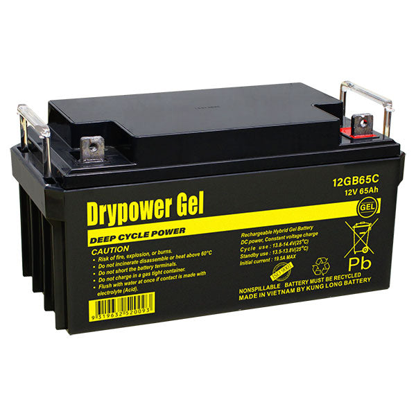 12GB65C Drypower 12V 65Ah Sealed Lead Acid Hybrid Gel Deep Cycle Battery replaces LPG12-60, LP-CG12-65, LPG12-65, LG65-12, DG12-65, DG12-80