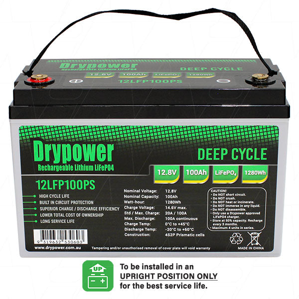 12LFP100PS Drypower High power 12.8V 100Ah lithium iron phosphate (LiFePO4) rechargeable battery