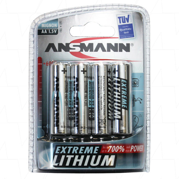 Ansmann 1512-0002-BP4 1512-0002 AA size Ansmann Consumer Lithium Battery replaces FR6, L91, LF1500