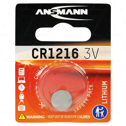 Ansmann CR1216-BP1(A) 1516-0007 Ansmann CR1216 Consumer Lithium Battery Coin Cell