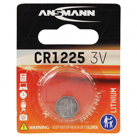 Ansmann CR1225-BP1(A) 1516-0008 Ansmann CR1225 Consumer Lithium Battery Coin Cell