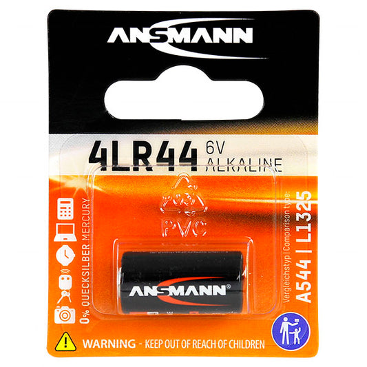 Ansmann 4LR44-BP1(A) Ansmann 1510-0009 4LR44 6V Alkaline Battery replaces 1414A, 28A, 476A, 4AG13, 4G13, 4LR44P, 4NZ13, 544A, 7H34, A28, A544, GP476A, K28A, L1325, L1325F, PX28A, PX28AB, PX4034, RFA-18, RFA-18-11, V34PX, V4034PX