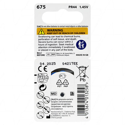 Ansmann A675-BP6(A) 5013253 hearing aid battery (replaces 675, 675A, 675AP, 675HPX, A675, AC675E, AZA675, DA675H, NR44, PR44, PRX675H, PZA675, V675, V675A, V675AT, V675HP, ZA675)