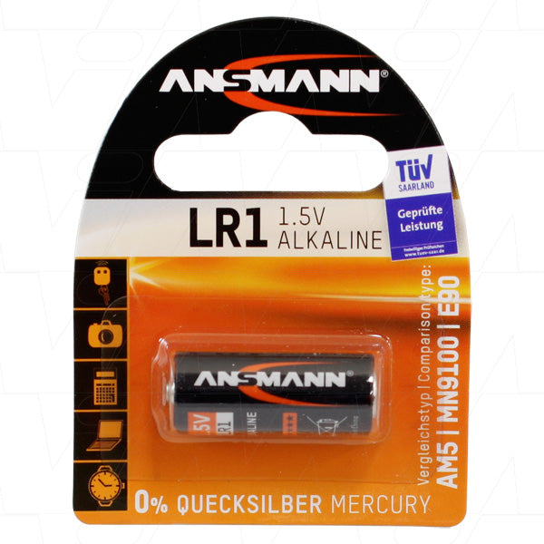 Ansmann LR1-BP1(A) Ansmann LR1 N size alkaline battery. Replaces LR1, MN9100, E90, 910A, AM5