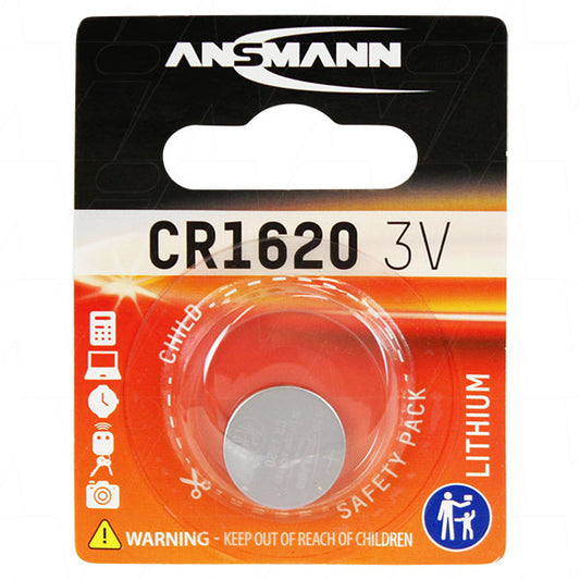 Ansmann CR1620-BP1(A) 5020072 Ansmann CR1620 Consumer Lithium Battery Coin Cell