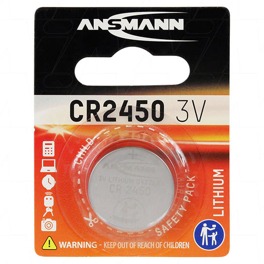 Ansmann CR2450-BP1(A) 5020112 Ansmann CR2450 Consumer Lithium Battery Coin Cell