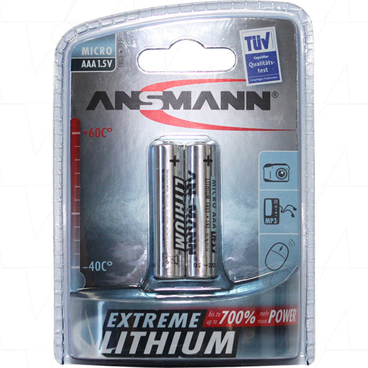 Ansmann 5021013-BP2 5021013 AAA size Ansmann Consumer Lithium Battery replaces L92, FR03l