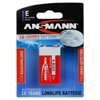 Ansmann 5021023-01-BP1 Ansmann 9V Lithium Battery Specially Developed for Smoke Detectors. Replaces U9VL