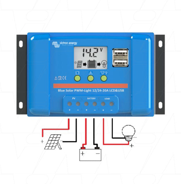 BlueSolar PWM-LCDUSB-20A Victron Energy Bluesolar 12V/24V 20A Solar Charge Controller PWM type with LCD+USB SCC010020050