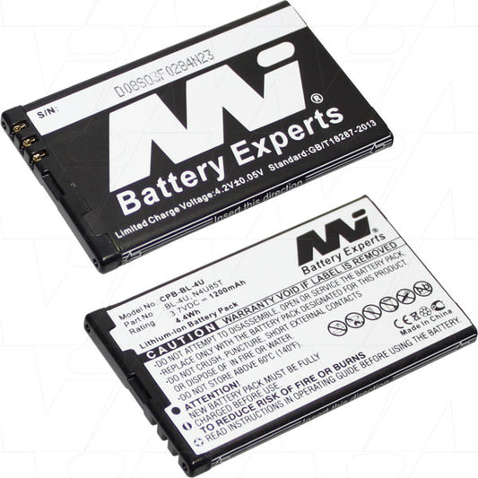 MI Battery Experts CPB-BL-4U-BP1 Mobile Phone battery suitable for Nokia 3120 Classic, 5330 / 5530 / 5730 XpressMusic, 6600 Slide, 8800 Arte