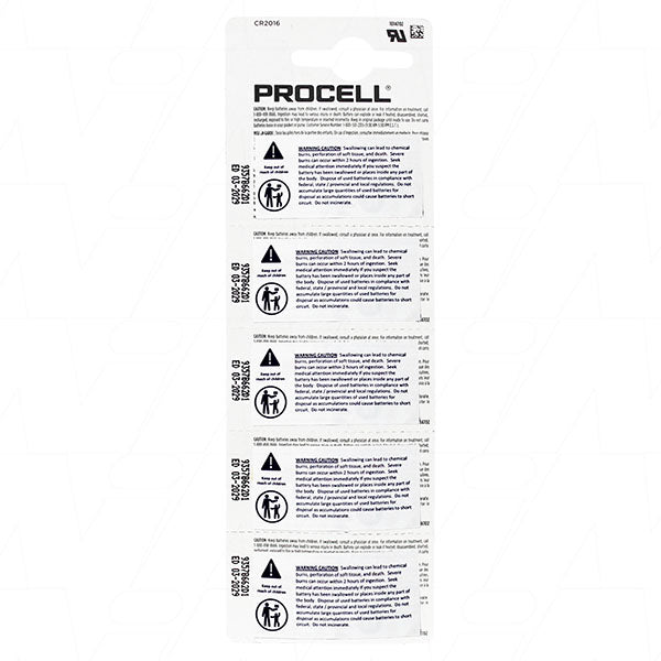 Procell CR2016-BP5(PC) CR2016 3V Procell Lithium Coin Cell Blister of 5