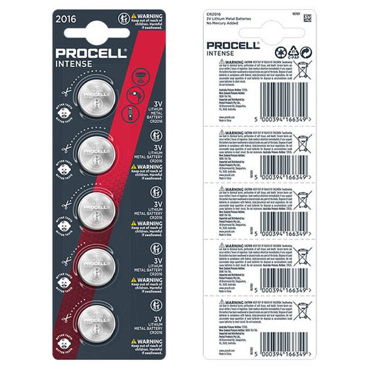 Procell CR2016-BP5(PX) CR2016 3V Procell Intense Lithium Coin Cell Blister of 5