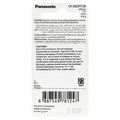 Panasonic CR2025-BP2(P) Panasonic CR2025 Consumer Lithium Battery Coin Cell