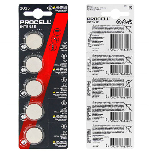 Procell CR2025-BP5(PX) CR2025 3V Procell Intense Lithium Coin Cell Blister of 5