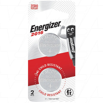 Energizer ECR2016-BP2 CR2016 3V Lithium Coin Cell Blister of 2