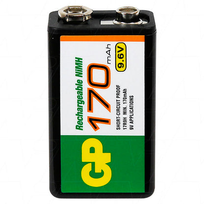 GP GP17R9H 9V size 9.6V nominal NiMH Consumer Rechargeable Battery