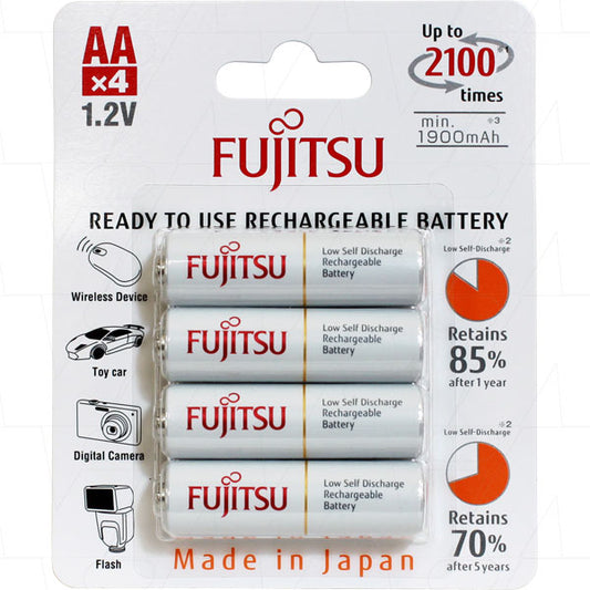 Fujitsu HR-3UTC(4B) HR-3UTC (AA) Fujitsu Ready to Use, Up to 2100 Recharge Cycles, Rechargeable NiMH Battery