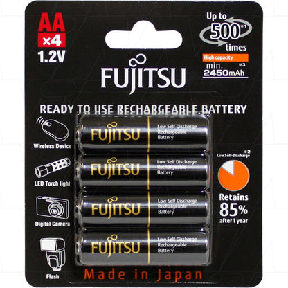 Fujitsu HR-3UTHC(4B) HR-3UTHC (AA) High Capacity Fujitsu Ready to Use, Up to 500 Recharge Cycles, Rechargeable NiMH Battery