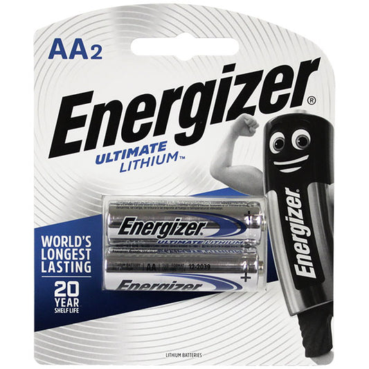 Energizer L91-BP2T Energizer Ultimate Lithium AA Consumer Lithium Battery Cylindrical Cell Pack of 2