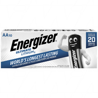 Energizer L91-DP10 Energizer Ultimate Lithium AA Consumer Lithium Battery Cylindrical Cell in a Box of 10