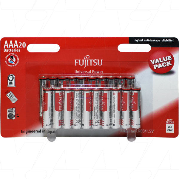 Fujitsu LR03(20B)FU Fujitsu Universal Power LR03 AAA size alkaline battery. Replaces LR03, 24A, 4003, 4903, 824, AM4, E92, EN92, GP24A, KAAA, MN2400