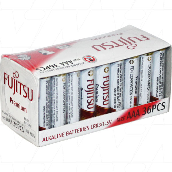 Fujitsu LR03(36M)FP Fujitsu Premium Power LR03 AAA size alkaline battery. Replaces LR03, 24A, 4003, 4903, 824, AM4, E92, EN92, GP24A, KAAA, MN2400