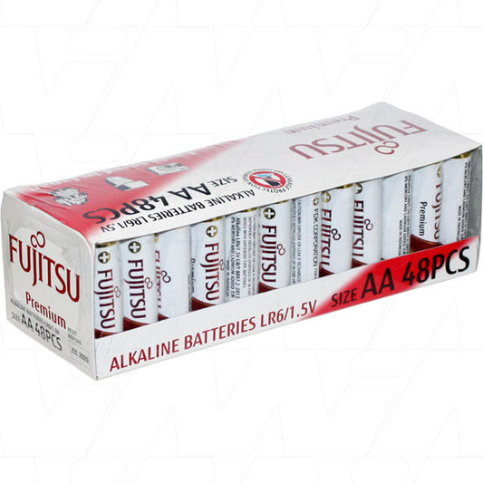 Fujitsu LR6(48M)FP Fujitsu Premium Power LR6 AA size alkaline battery. Replaces LR6, 15A, 15AC, 4006, 4906, 815, AM3, E91, EN91, GP15A, KAA, KAA-P, LR6G, MN1500, PC15A, V1500PX