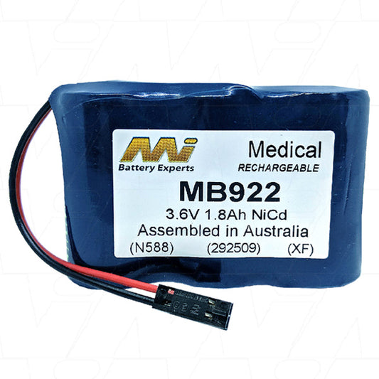 MB922 Medical battery suit. for Welch Allyn Lumiview 20502. Replaces 72250