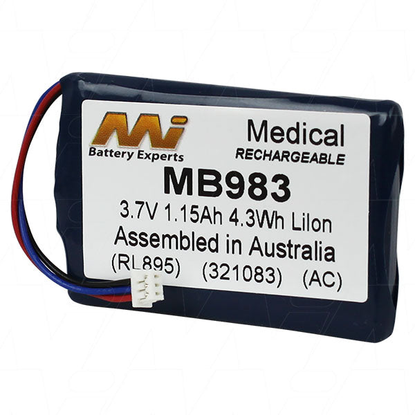 MI Battery Experts MB983 Medical Battery suitable for MIR Spirodoc Spirometer