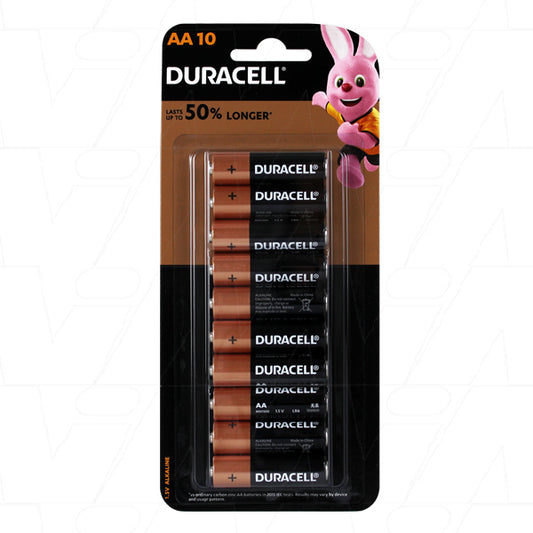 Duracell MN1500B10 Duracell Coppertop Alkaline AA, LR6 size Battery